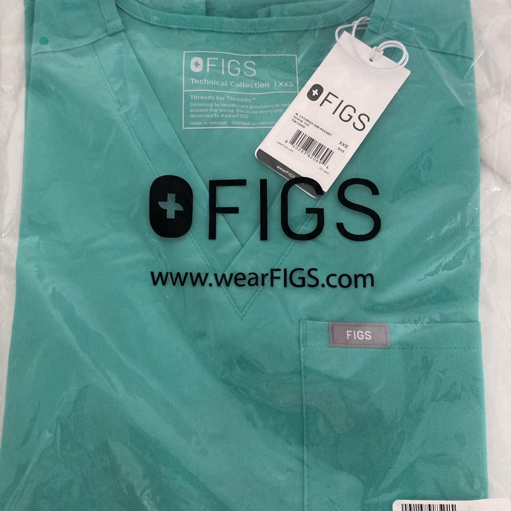 Figs Catarina one pocket scrub top XXS Surgical Green NWT